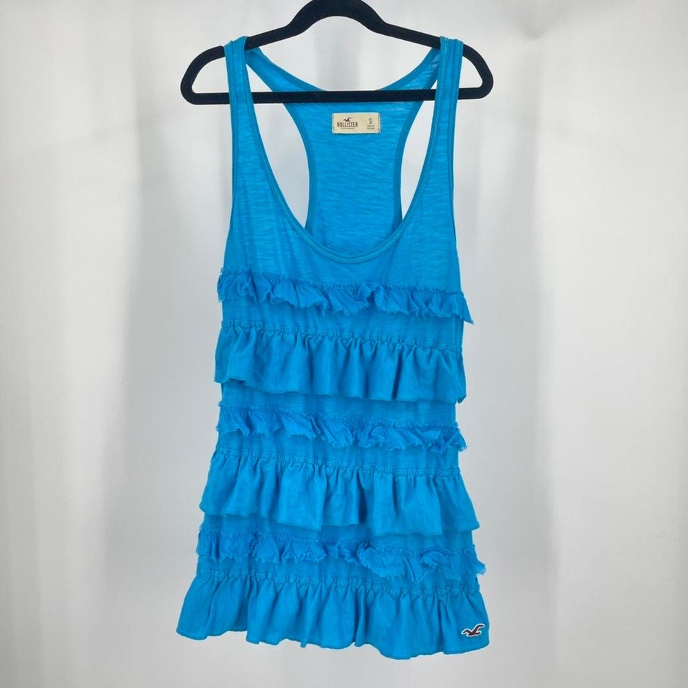 Y2K Hollister Ruffle Tank Top Small Rare Preppy Summer Turquoise 2010s Beachy